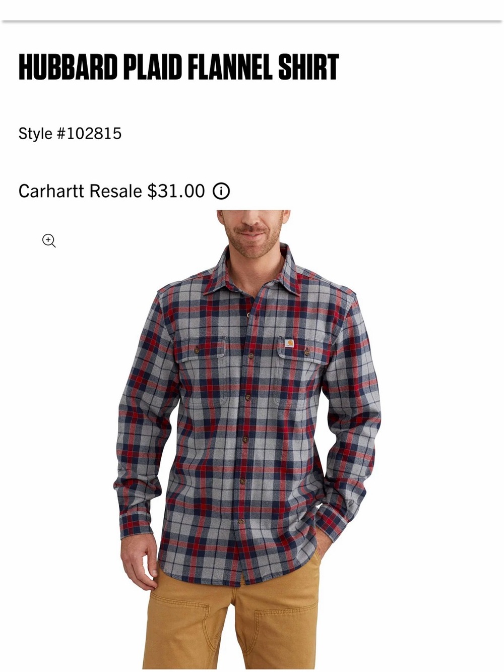 Carhartt Hubbard Plaid Flannel Shirt - Grey & Red